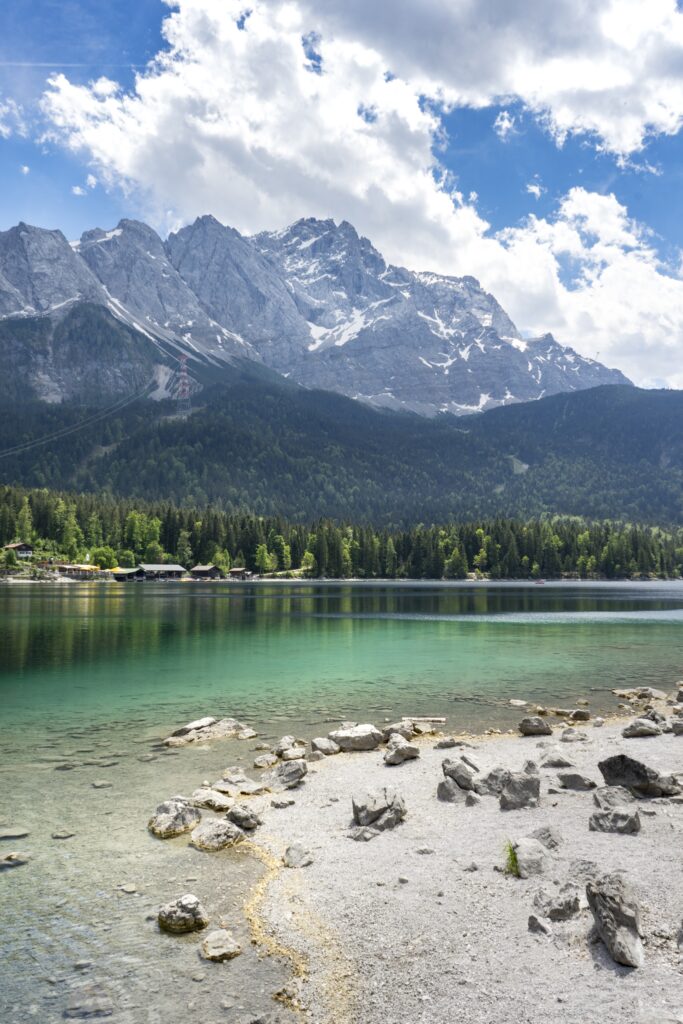 Eibsee lake in Germany  in front of the mountain during daytime